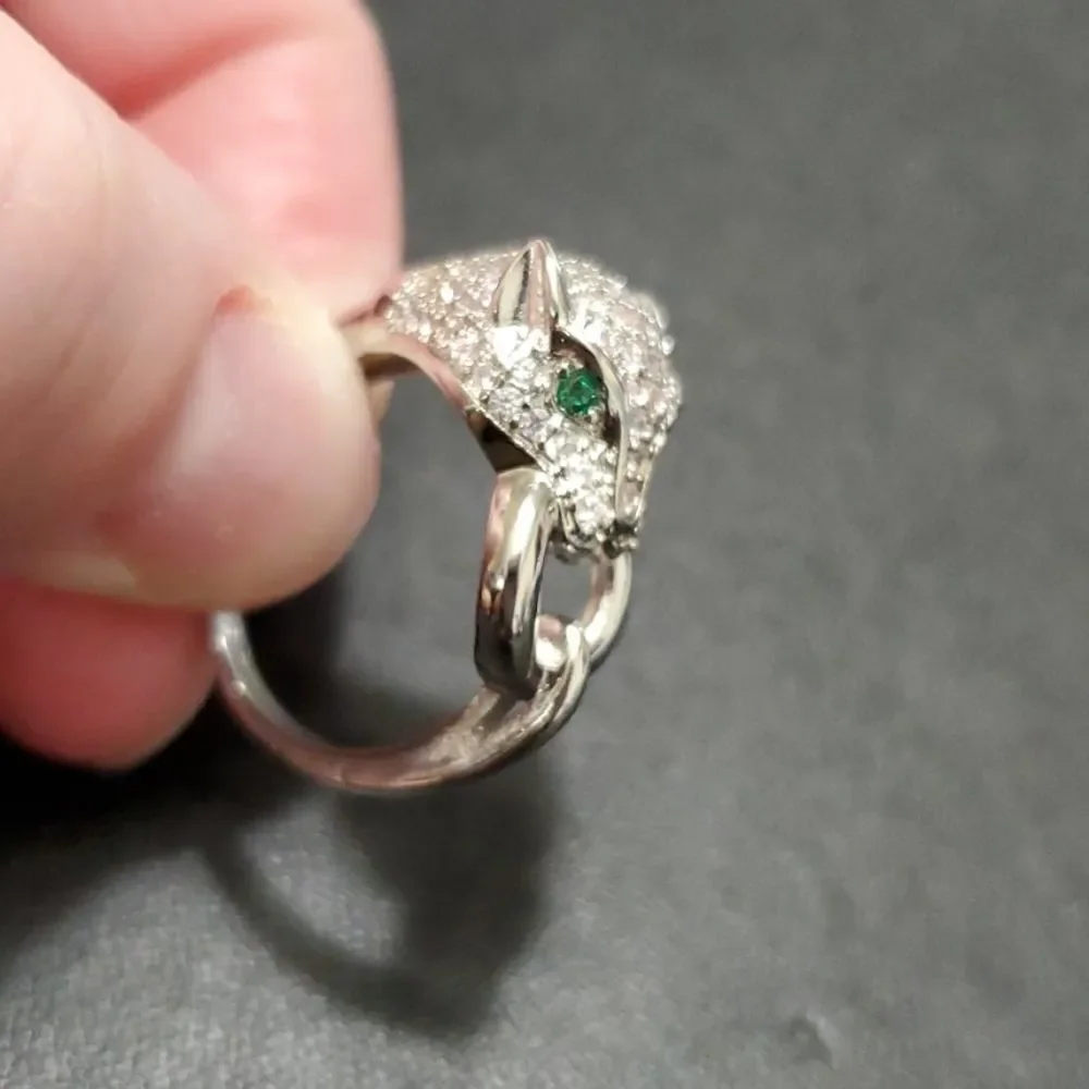 Sterling silver leopard head ring size 6